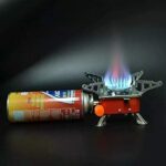 Portable Gas Stove Mini Portable Square-Shaped 2800W Gas Butane Burner Camping Stove travelling Stainless Steel Cooking Stove Folding Furnace Stove with Storage Bag