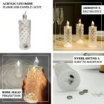 LED Candle Lamp with Rose Halo Refraction, Battery Operated Diamond Pillar Flameless Candle LED Electronic Candle Light On/Off Switch