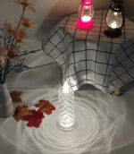 LED Candle Lamp with Rose Halo Refraction, Battery Operated Diamond Pillar Flameless Candle LED Electronic Candle Light On/Off Switch