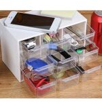 9 Grid Mini Plastic Acrylic Multipurpose Drawer Storage Box for Multi Layer Jewelry Sundries Organizer Desktop Office Supplies Cabinet | 4.72 x 7.08 x 3.93 inches | White