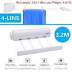 Hidden Wall Mount Cloth Drying Stand Plastic Rope Foldable Wall Mount Cloth Drying HangerAutomatic Retractable Clothesline Automatic Telescopic Drying Rack for Balconies Kitchens, Washing Room
