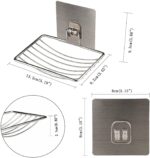 Soap Dish Holder Self Adhesive Wall Mounted Soap Sponge Holder Stainless Steel Storage Saver Rack for Home Kitchen Bathroom Shower Soap Stand Soap Tray Soap Basket (Self Adhesive Soap Dish)