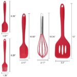 Silicone Kitchen Utensil Set Kitchenware 5PCS Silicone Kitchen Utensils Set Spatulas Brush Cooking Tools, Easy to Use & Clean, Red