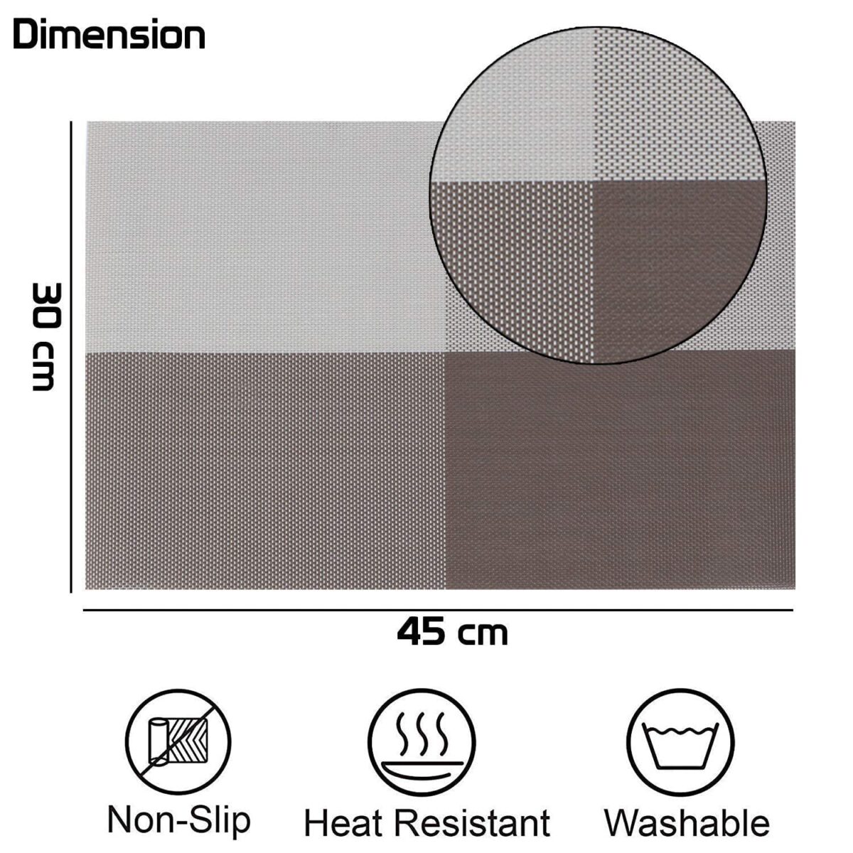 Good quality placemats with exquisite design and very elegant looking, to add more fun to your kitchen table. Perfect for daily use, good match with dark wood table, glass table, white dining table, wooden farmhouse table, brown dinning table. Stylish placemats would be a good decoration and life quality of your home,dining hall, kitchen,hotel and business office.
