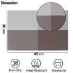 Good quality placemats with exquisite design and very elegant looking, to add more fun to your kitchen table. Perfect for daily use, good match with dark wood table, glass table, white dining table, wooden farmhouse table, brown dinning table. Stylish placemats would be a good decoration and life quality of your home,dining hall, kitchen,hotel and business office.