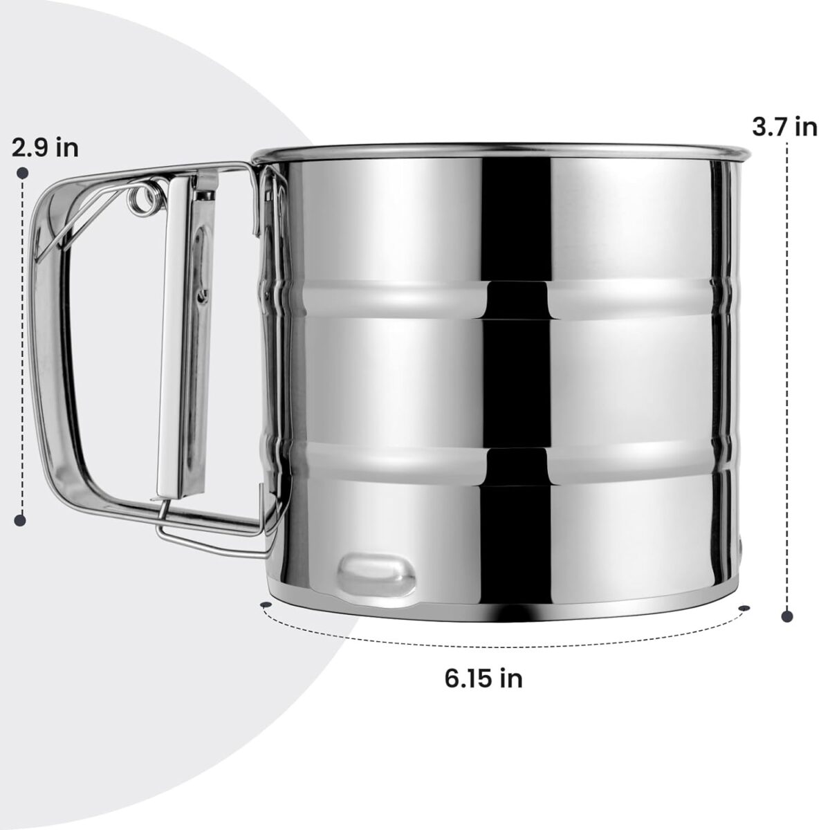 Flour Sifter, Stainless Steel Sifter for Baking, Double Layer Fine Mesh Baking Sifter, One Hand Press Crank Sifter for Powdered Sugar Shaker Duster, Flour Sieve Sifter for Baking Cakes