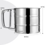 Flour Sifter, Stainless Steel Sifter for Baking, Double Layer Fine Mesh Baking Sifter, One Hand Press Crank Sifter for Powdered Sugar Shaker Duster, Flour Sieve Sifter for Baking Cakes