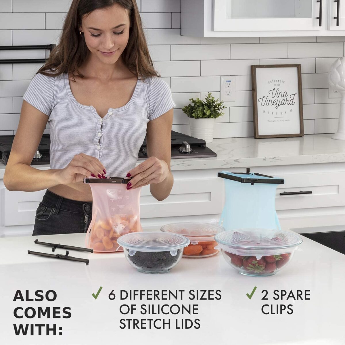 Silicone Storage Bag,Ultra-Thick Reusable Silicone Food Bag,Silicone Bags for Food Storage Freezer,Versatile Silicone Bags for Vegetable,Liquid,Snack,Meat,Sandwich (Pack of 1)