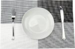Dining Table PVC Placemat Set - Protect Table from Heat Stain Scratch and Anti-Skid-Style Black White Square