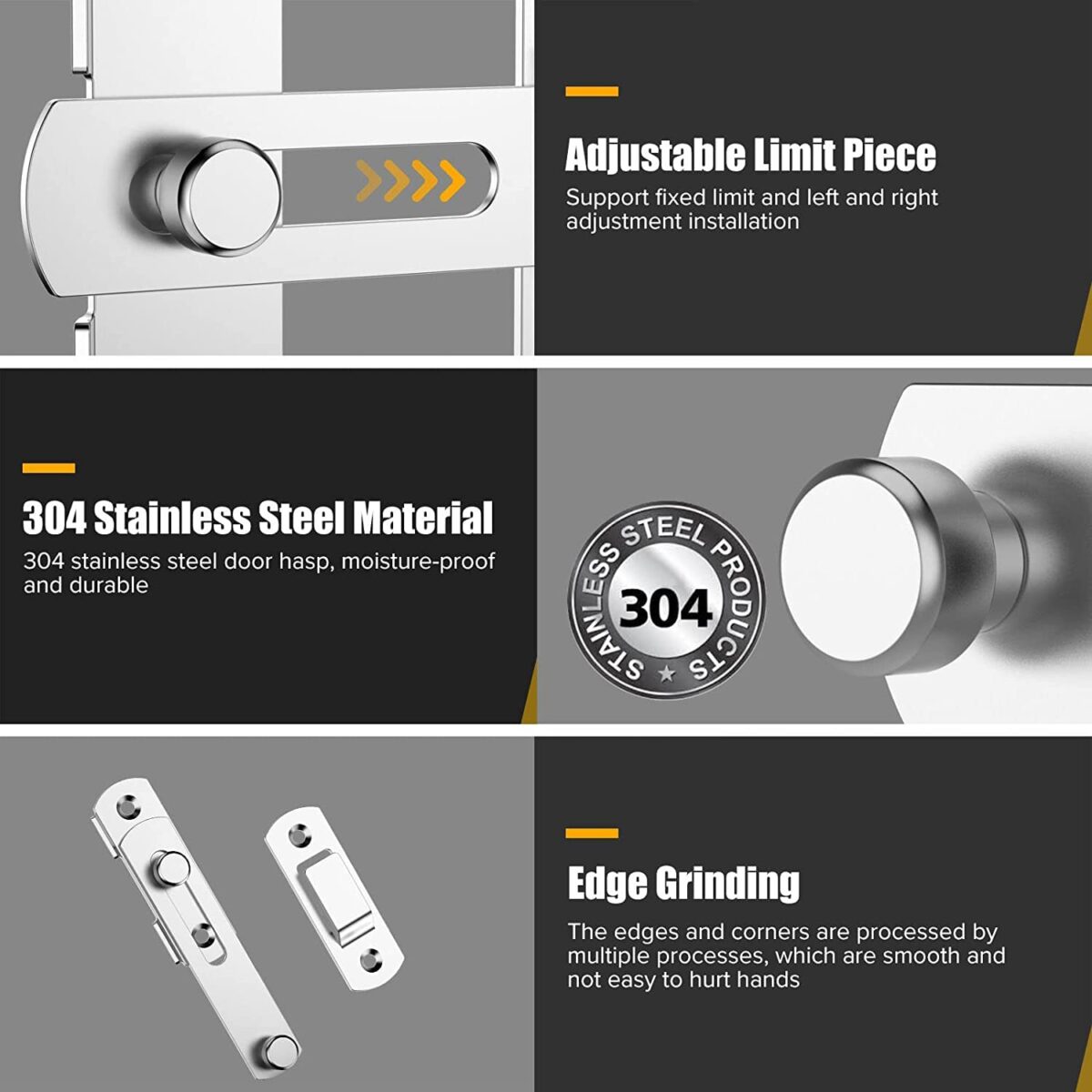 Flip Latch Lock,Heavy Duty Stainless Steel Bar Latch,Safety Door Bolt Latch Lock for Home Window Door Door Bolt Lock Sliding Antique Gate Flip with Screws