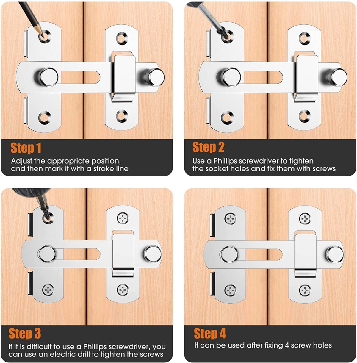 Flip Latch Lock,Heavy Duty Stainless Steel Bar Latch,Safety Door Bolt Latch Lock for Home Window Door Door Bolt Lock Sliding Antique Gate Flip with Screws