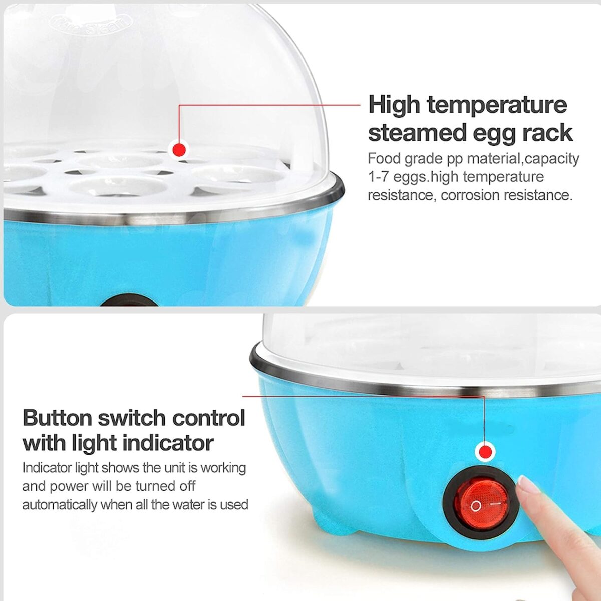 Electric Egg Cooker Egg Boiler for Easy-To-Peel, Soft Medium or Hard Boiled Eggs, 7 Egg Capacity, with Auto Shut Off Feature (Multi)