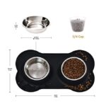 Dog Bone Shaped Stainless Steel Pet Bowl Combo with Non-Slip Foldable Silicone Base, Double Feeding Bowl Combo for Providing Food and Water to Beloved Dog, Puppies & Cats, Black (Pack of 1)