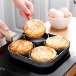 Egg Frying pan nonstick Pancake Pans 4 - Cups Cookware 4 Hole Non-Stick Egg ham Pot Omelette 4 partition Egg pan with Handle for Multi Snack Maker