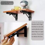 Folding Shelf Brackets - Heavy Duty Metal Collapsible Shelf Bracket for Bench Table, Shelf Hinge Wall Mounted Space Saving DIY Bracket 1 Pair (Folding Shelf Brackets - 20CM)