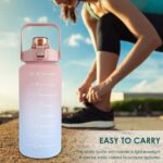 Plastic Water Bottle 3 Pcs Set With Motivational Time Marker With Straw, Leakproof Bpa Free Non-Toxic Water Bottle 2000 Ml For Office, Sports, Gym