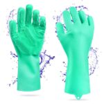 Heavy Duty Silicone Cleaning Hand Gloves, Non-Slip, Dishwashing & Pet Grooming, Magic Latex Gloves for Household Cleaning Great for Protecting Hands in Dishwashing (Multicolor, pack of 1 Pair)