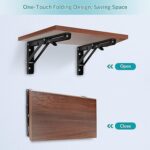 Folding Shelf Brackets - Heavy Duty Metal Collapsible Shelf Bracket for Bench Table, Shelf Hinge Wall Mounted Space Saving DIY Bracket 1 Pair (Folding Shelf Brackets - 20CM)