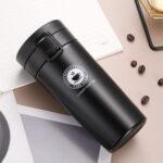 Travel Mug, Insulated Coffee Cup with Leakproof Lid,Vacuum Insulation Stainless Steel Reusable for Hot Cold Coffee, Water and Tea, Thermal Mug Gift to Best Friend (380ML Coffee Mug-Black)