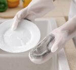 Magic Silicone Dish Washing Gloves, Heat Resistant, Glove Scrubber Pad, Reusable Cleaning Gloves for Kitchen-silicone, Dish washing Gloves with Wash Scrubber