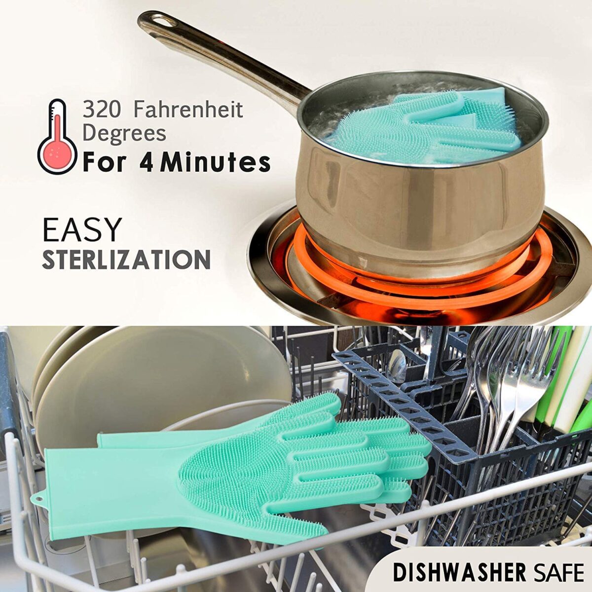 Heavy Duty Silicone Cleaning Hand Gloves, Non-Slip, Dishwashing & Pet Grooming, Magic Latex Gloves for Household Cleaning Great for Protecting Hands in Dishwashing (Multicolor, pack of 1 Pair)