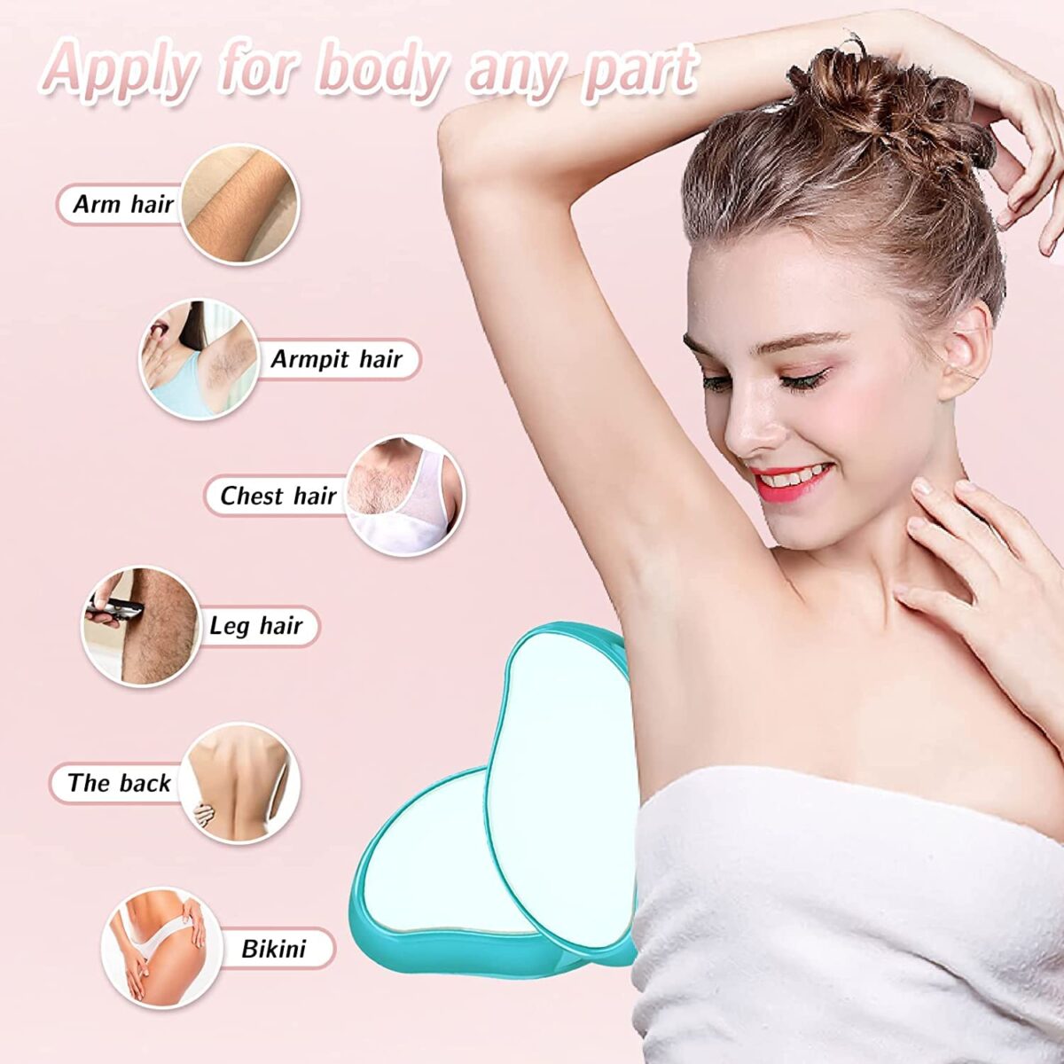 Crystal Hair Eraser for Women and Men, Reusable Crystal Hair Remover Device Magic Painless Exfoliation Hair Removal Tool, Magic Hair Eraser for Back Arms Legs
