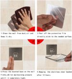 Soap Dish Holder Self Adhesive Wall Mounted Soap Sponge Holder Stainless Steel Storage Saver Rack for Home Kitchen Bathroom Shower Soap Stand Soap Tray Soap Basket (Self Adhesive Soap Dish)