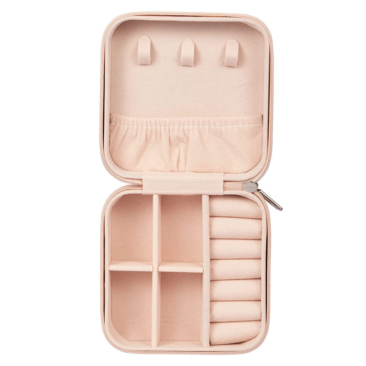 Portable PU Leather Small Travel Jewelry Organizer Storage Box for Women Travel Ring, Pendant, Earring, Necklace