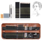 Pencil Set, Professional Drawing Pencils and Sketch Kit Includes Graphite Pencils, Charcoal Pencils, Paper Erasable Pen, Craft Knife 29pcs Total for Beginners Artist