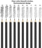 Pencil Set, Professional Drawing Pencils and Sketch Kit Includes Graphite Pencils, Charcoal Pencils, Paper Erasable Pen, Craft Knife 29pcs Total for Beginners Artist
