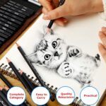 Pencil Set, Professional Drawing Pencils and Sketch Kit Includes Graphite Pencils, Charcoal Pencils, Paper Erasable Pen, Craft Knife 29pcs Total for Beginners Artist