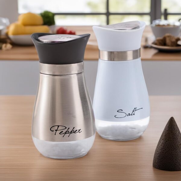 Salt & Pepper Shakers Set | Salt & Pepper Dispenser | Moisture-Proof Seasoning Shakers Set | Perfect Pour Holes for Kitchen Dining Table Restaurant (Pack of 1)