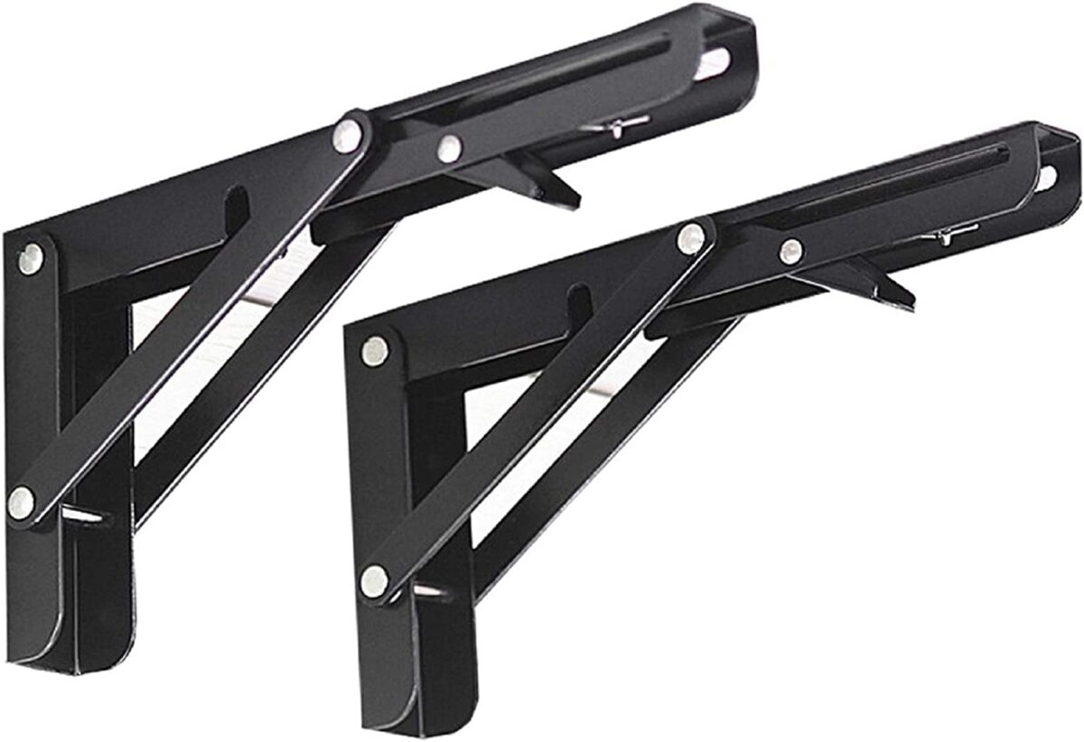 Folding Shelf Brackets, Heavy Duty Stainless Steel Collapsible Bracket Wall Mounted DIY Foldable Brackets for Table Desk Workbench Wall Mounted Brackets (Folding Shelf Brackets 40CM)