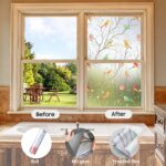 Window Film for Privacy and Light Protection Vinyl Sticker Film Creates a Frosted Glass Look Static Cling Perfect for Home and Office Decorative(40 X 200 cm) (GLUELESS Glass Birds Film)