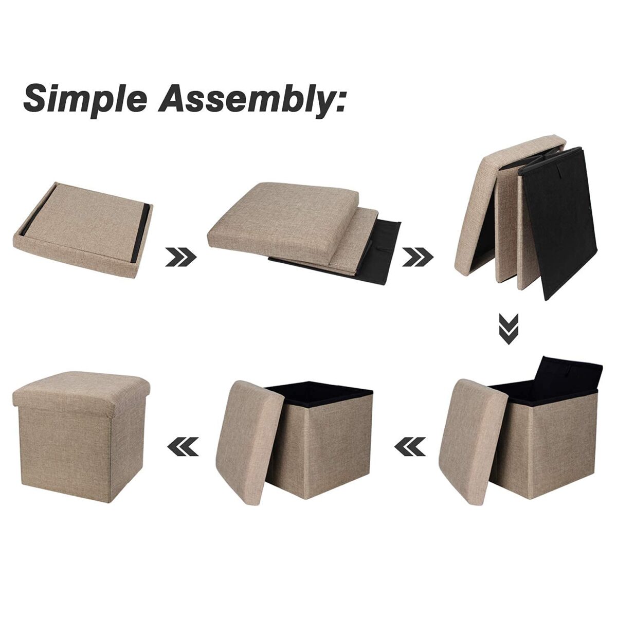 Living Room Cube Shape Sitting Stool with Storage Box 30 X 30 X 30 cm Foldable Storage Bins Multipurpose Clothes, Books, and Toys Organizer with Cushion Seat Lid (30*30*30, Grey)