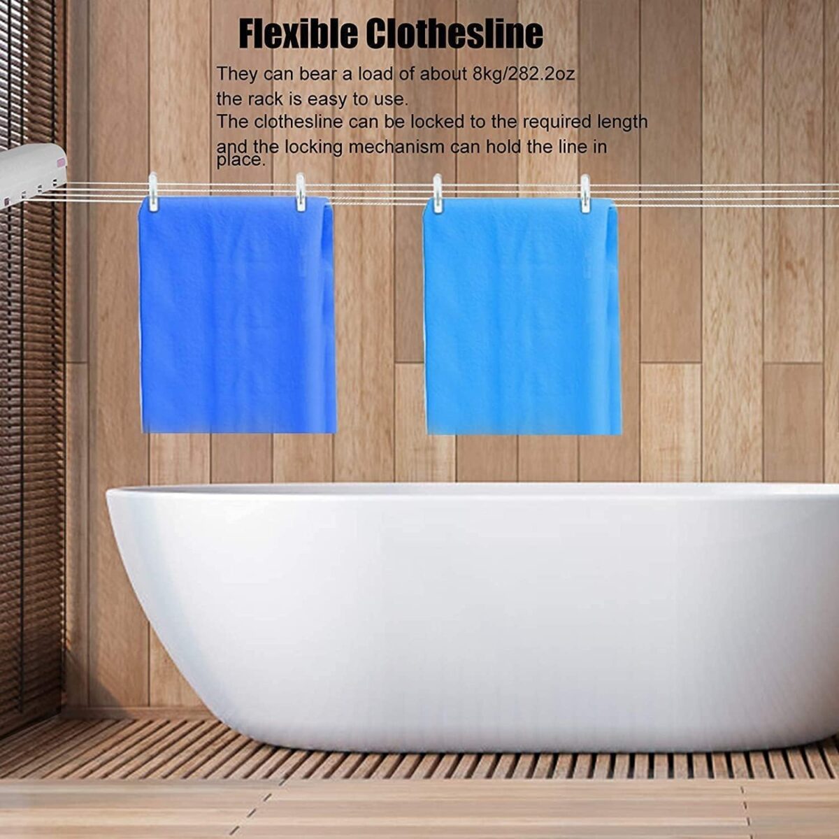 Hidden Wall Mount Cloth Drying Stand Plastic Rope Foldable Wall Mount Cloth Drying HangerAutomatic Retractable Clothesline Automatic Telescopic Drying Rack for Balconies Kitchens, Washing Room