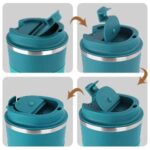 Travel Mug, Insulated Coffee Cup with Leakproof Lid, Vacuum Stainless Steel Double Walled Reusable Tumbler for Hot and Cold Water Coffee and Tea In Travel and Car (Blue - 380ml)