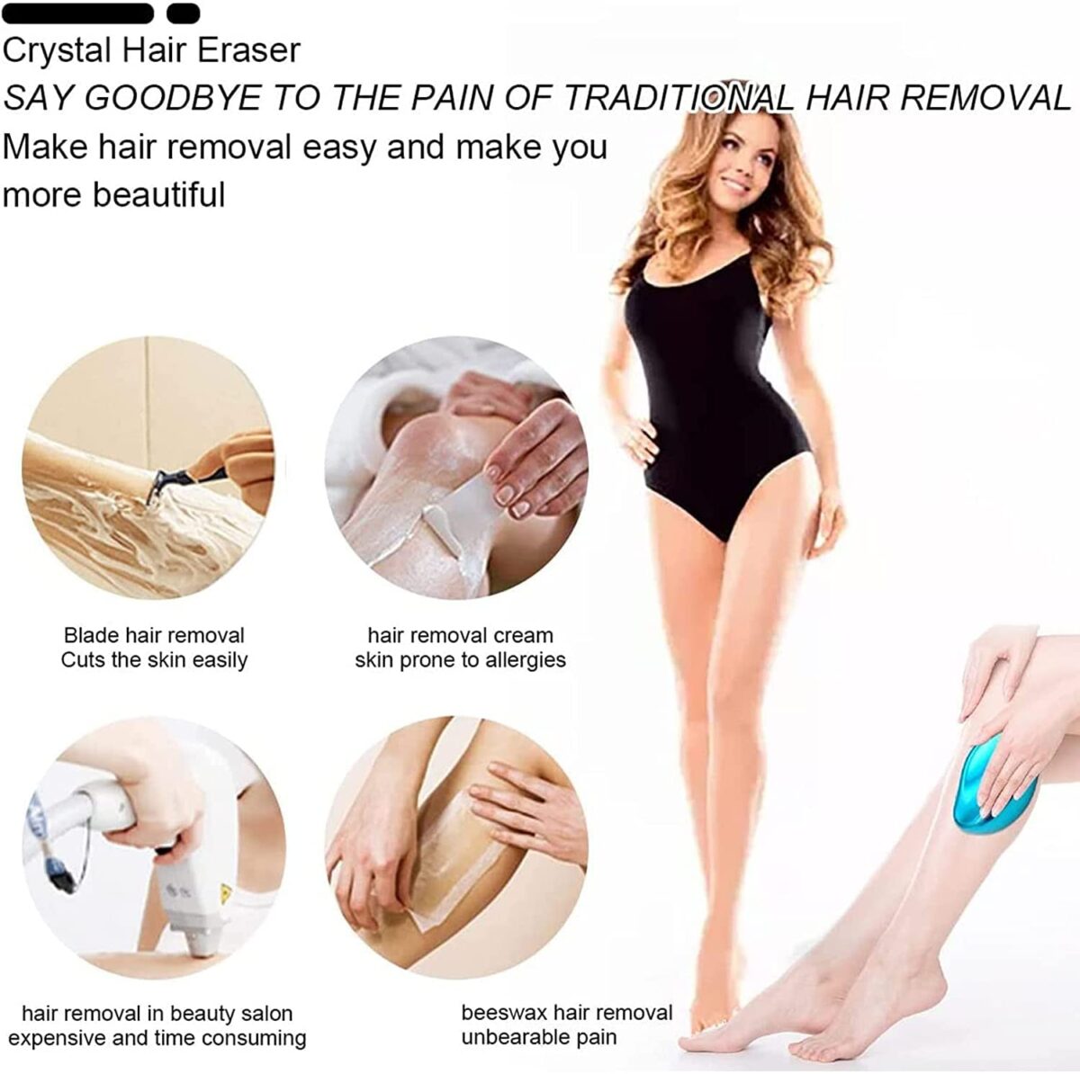 Crystal Hair Eraser for Women and Men, Reusable Crystal Hair Remover Device Magic Painless Exfoliation Hair Removal Tool, Magic Hair Eraser for Back Arms Legs