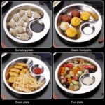 Stainless Steel Double Layer Dumpling Plate with Sauce Tray Chip Fruit Dish Drainer Set with Dipping Saucer Dish with Sauce Tray for Dinner Kitchen Tool & Accessories