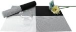 Dining Table PVC Placemat Set - Protect Table from Heat Stain Scratch and Anti-Skid-Style Black White Square