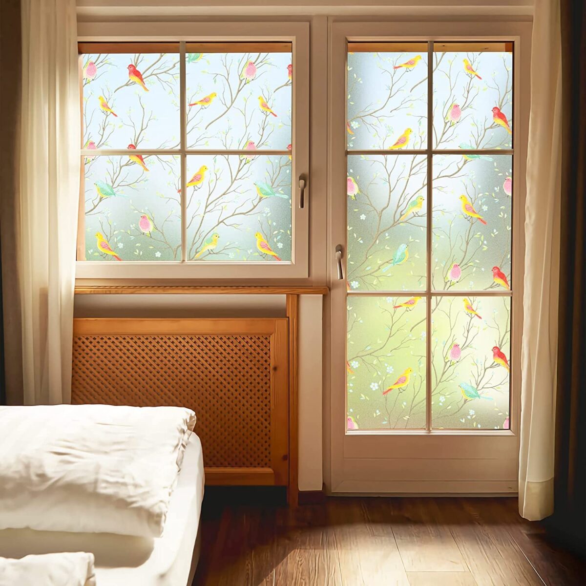 Window Film for Privacy and Light Protection Vinyl Sticker Film Creates a Frosted Glass Look Static Cling Perfect for Home and Office Decorative(40 X 200 cm) (GLUELESS Glass Birds Film)