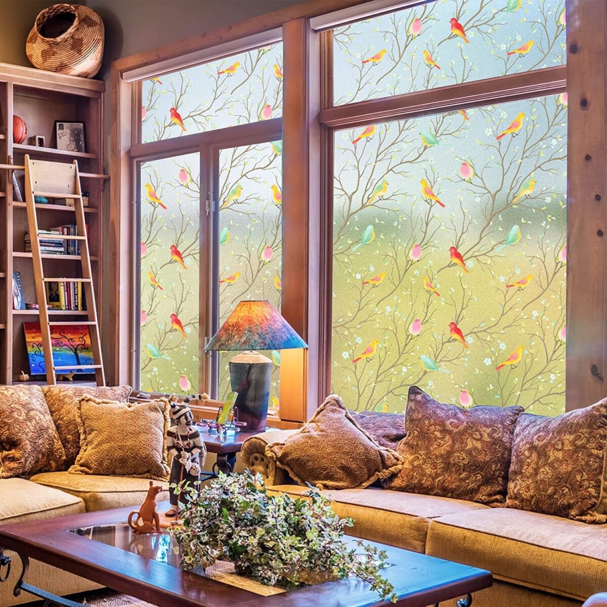 Window Film for Privacy and Light Protection Vinyl Sticker Film Creates a Frosted Glass Look Static Cling Perfect for Home and Office Decorative(40 X 200 cm) (GLUELESS Glass Birds Film)