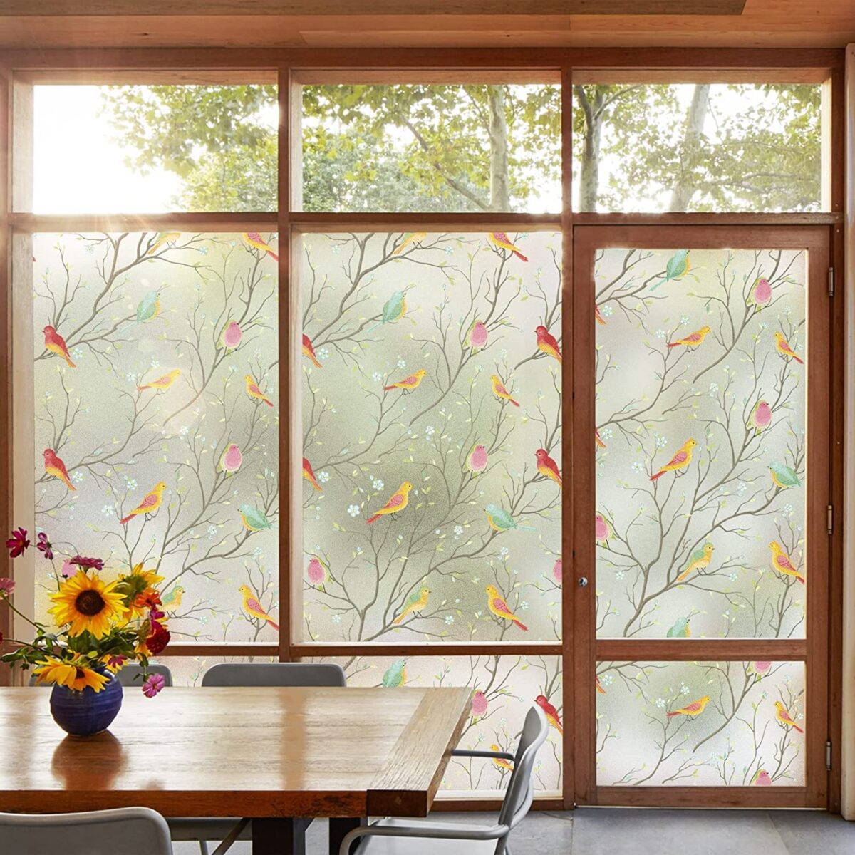 Window Film for Privacy and Light Protection Vinyl Sticker Film Creates a Frosted Glass Look Static Cling Perfect for Home and Office Decorative(40 X 200 cm) (GLUELESS Glass Birds Film)