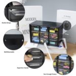 9 Grid Mini Plastic Acrylic Multipurpose Drawer Storage Box for Multi-Layer Jewelry Sundries Organizer Desktop Office Supplies Cabinet- Black