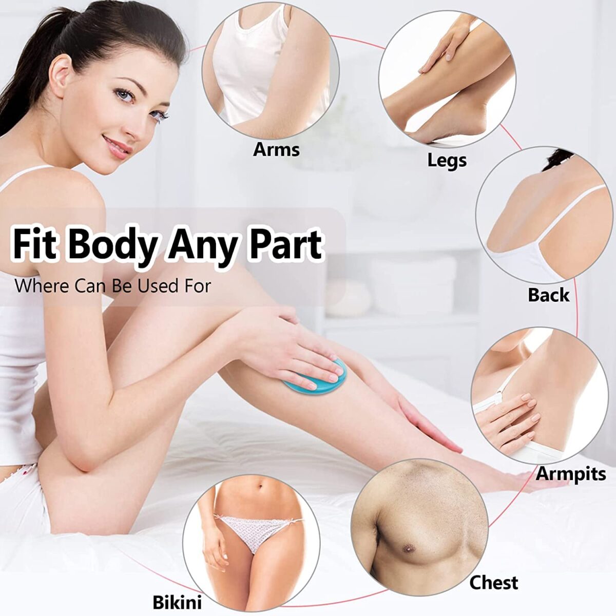Crystal Hair Eraser for Women and Men, Reusable Crystal Hair Remover Device Magic Painless Exfoliation Hair Removal Tool, Magic Hair Eraser for Back Arms Legs