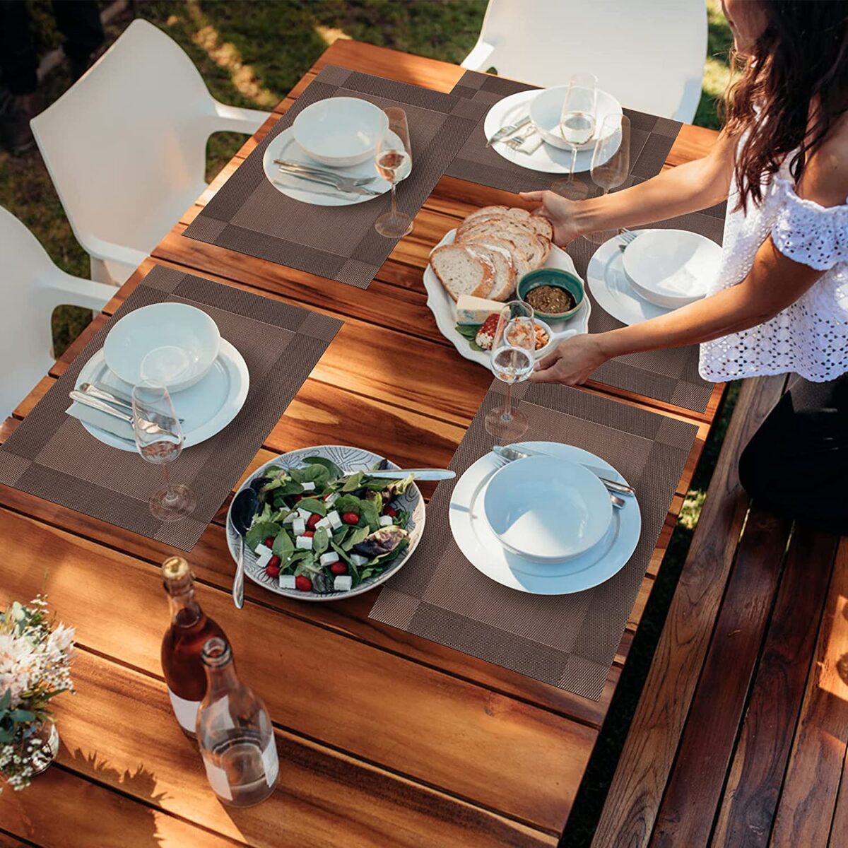 Colorful Mats Place Mats Tablemates Dining Tablemates Washable Heat-Resistant for Dining Table 30cm*45 cm Dining Table Kitchen Placemats(Brown)