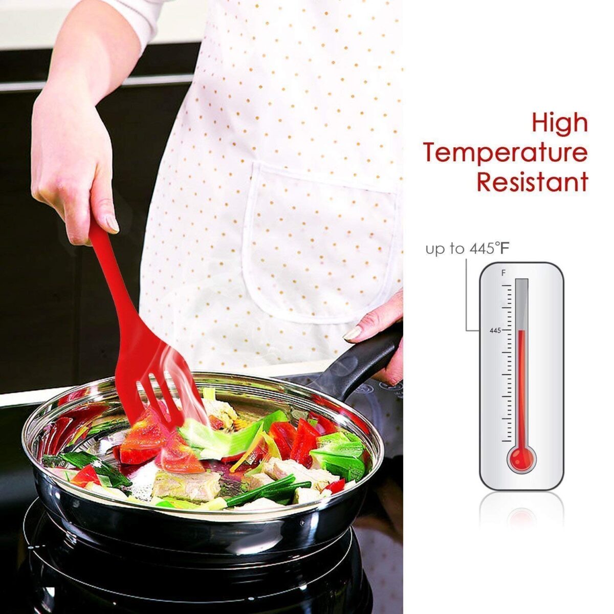 Silicone Kitchen Utensil Set Kitchenware 5PCS Silicone Kitchen Utensils Set Spatulas Brush Cooking Tools, Easy to Use & Clean, Red