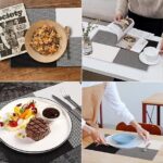 Dining Table PVC Placemat Set - Protect Table from Heat Stain Scratch and Anti-Skid-Style Black White Square