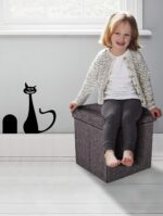 Living Room Cube Shape Sitting Stool with Storage Box 30 X 30 X 30 cm Foldable Storage Bins Multipurpose Clothes, Books, and Toys Organizer with Cushion Seat Lid (30*30*30, Grey)