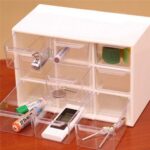 9 Grid Mini Plastic Acrylic Multipurpose Drawer Storage Box for Multi Layer Jewelry Sundries Organizer Desktop Office Supplies Cabinet | 4.72 x 7.08 x 3.93 inches | White